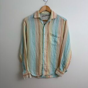 Striped Linen Shirt Sz Small